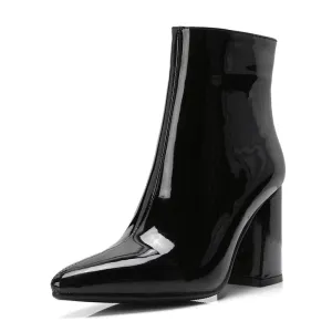 Merendy Tasneem Chunky heel mirror boots