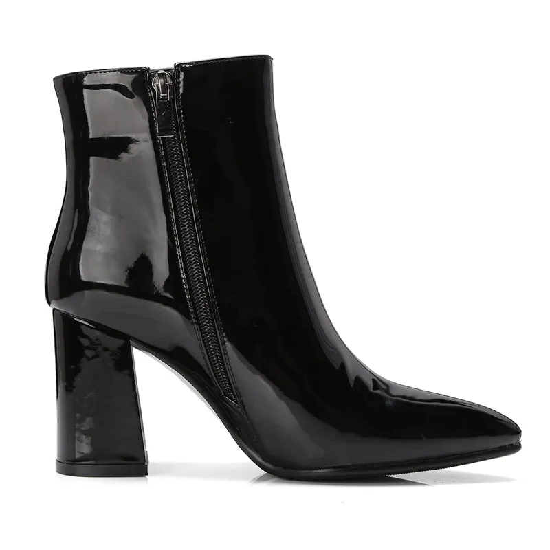Merendy Tasneem Chunky heel mirror boots
