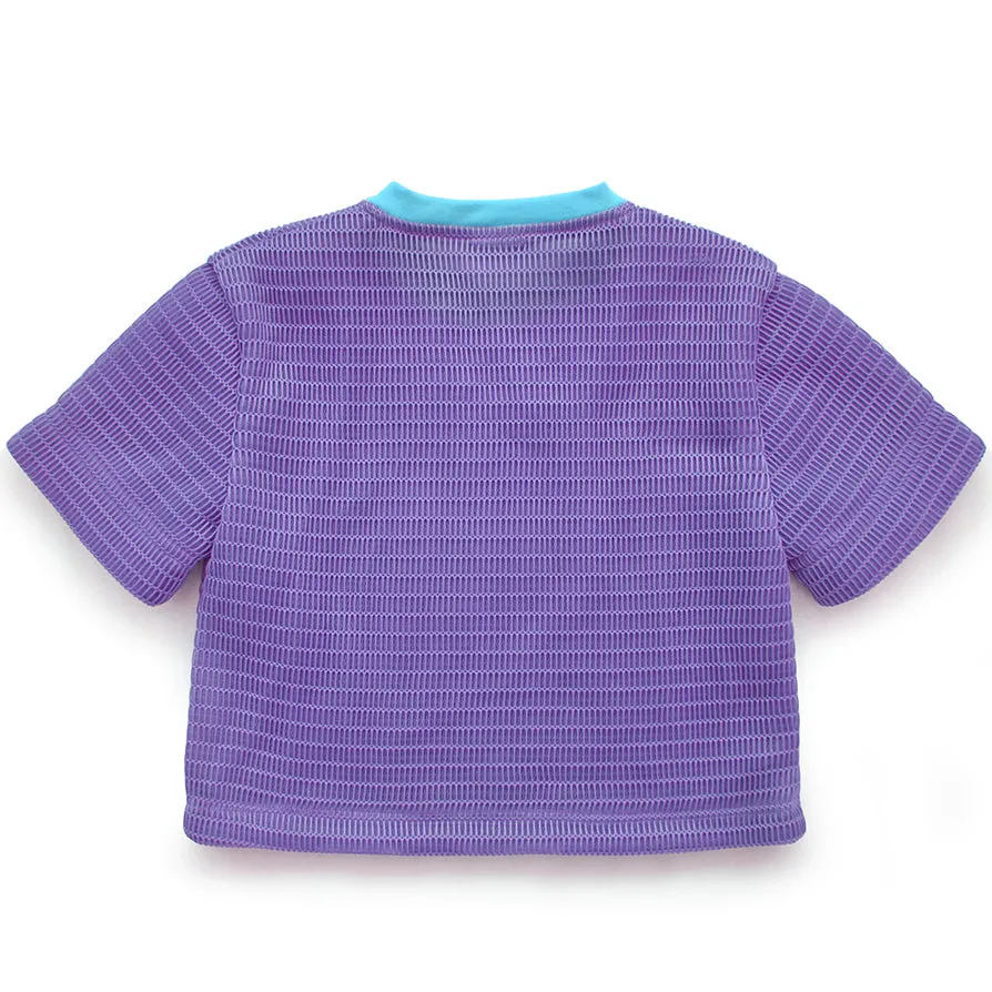 MESH CROP WITH CHENILLE PATCH