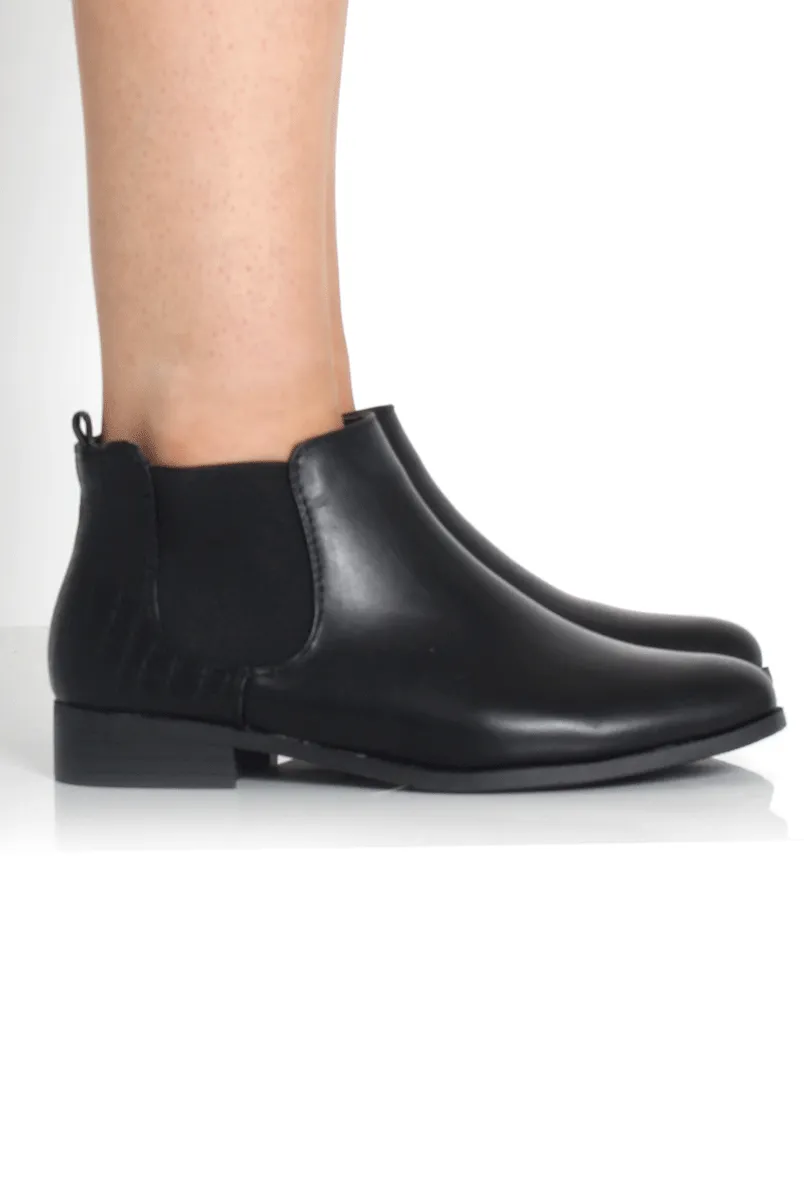 Mila Black PU Ankle Boots