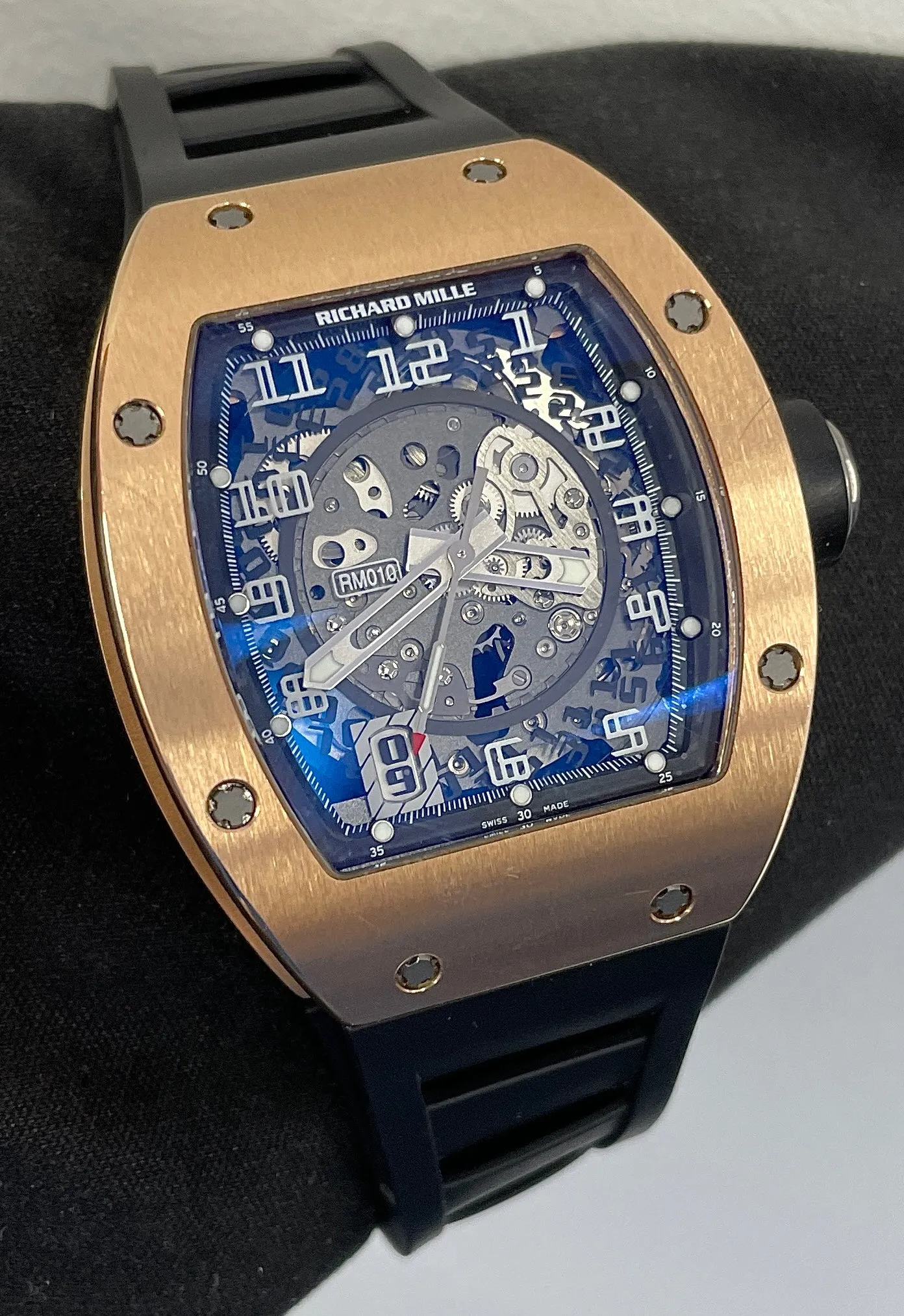MINT Richard Mille RM010 18K Rose Gold Black Rubber 40mm RM 10 B P Watch