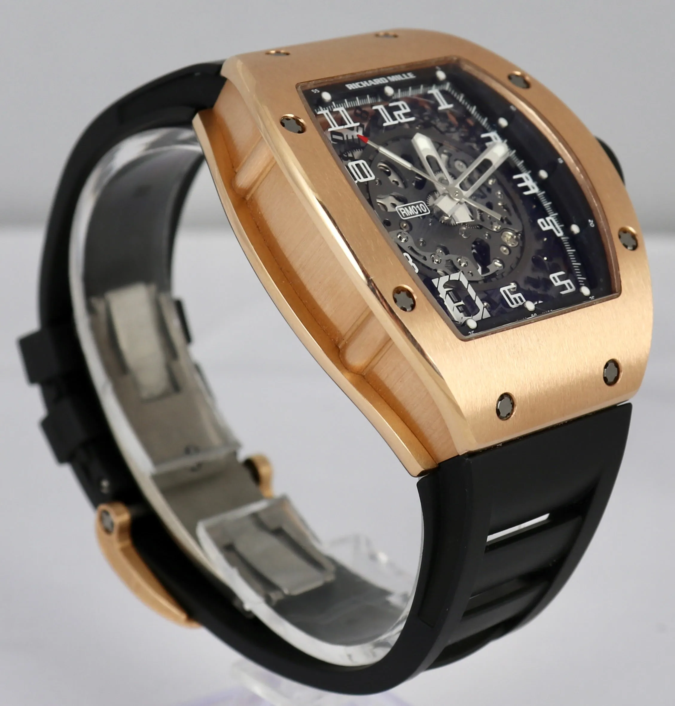MINT Richard Mille RM010 18K Rose Gold Black Rubber 40mm RM 10 B P Watch