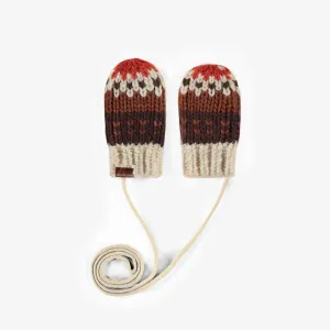 Mitaines de maille brune à motifs, bébé || Brown patterned knitted mittens, baby