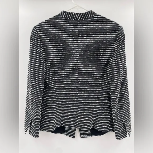 MM LaFleur Cotton Blend Lined Black White Gold 3/4  Sleeve One Button Ja…
