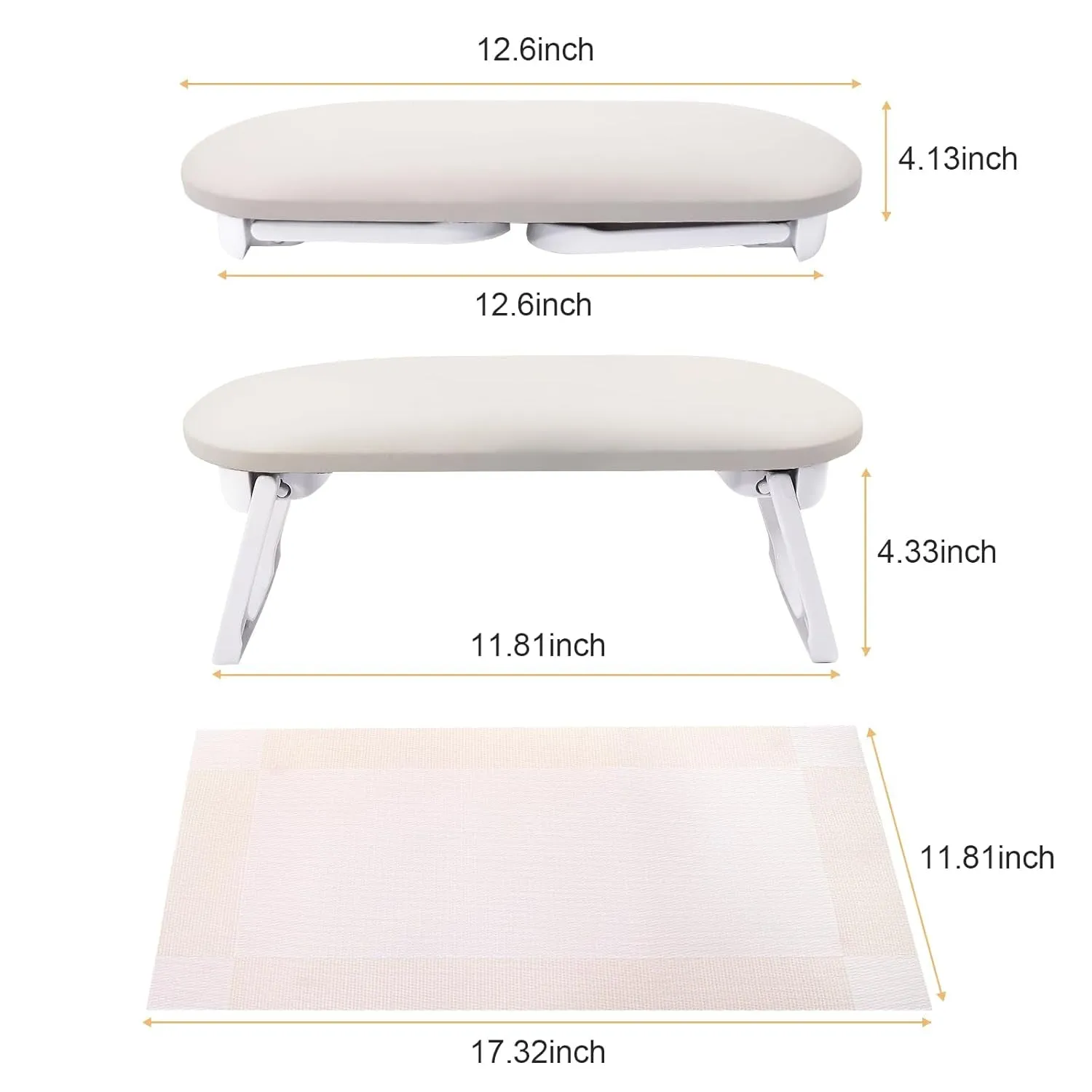 Nail Arm Rest, Foldable PU Leather Nail Hand Rest for Acrylic Nails Cushion Hand Holder, Nail Hand Pillow Nail Art Accessories Tool for Nails Tech Manicure Pedicure Salon Home Use - Light Gray