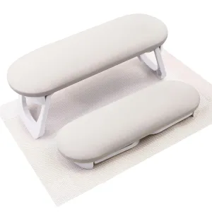 Nail Arm Rest, Foldable PU Leather Nail Hand Rest for Acrylic Nails Cushion Hand Holder, Nail Hand Pillow Nail Art Accessories Tool for Nails Tech Manicure Pedicure Salon Home Use - Light Gray
