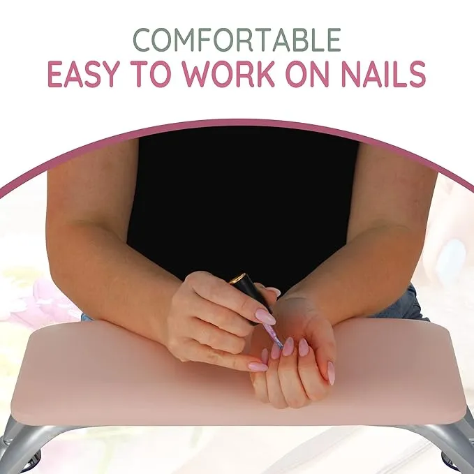 Nail Arm Rest for Nail Tech, Nail Salon Arm Rest Cushion Hand Pillow Stand for Acrylic Nails Manicure Desk Station, Microfiber Leather Salon Table Arm Rest, Thick Pink Non Slip Sponge Pad Arm Rester