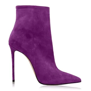 Nala Flock Purple Ankle Boots