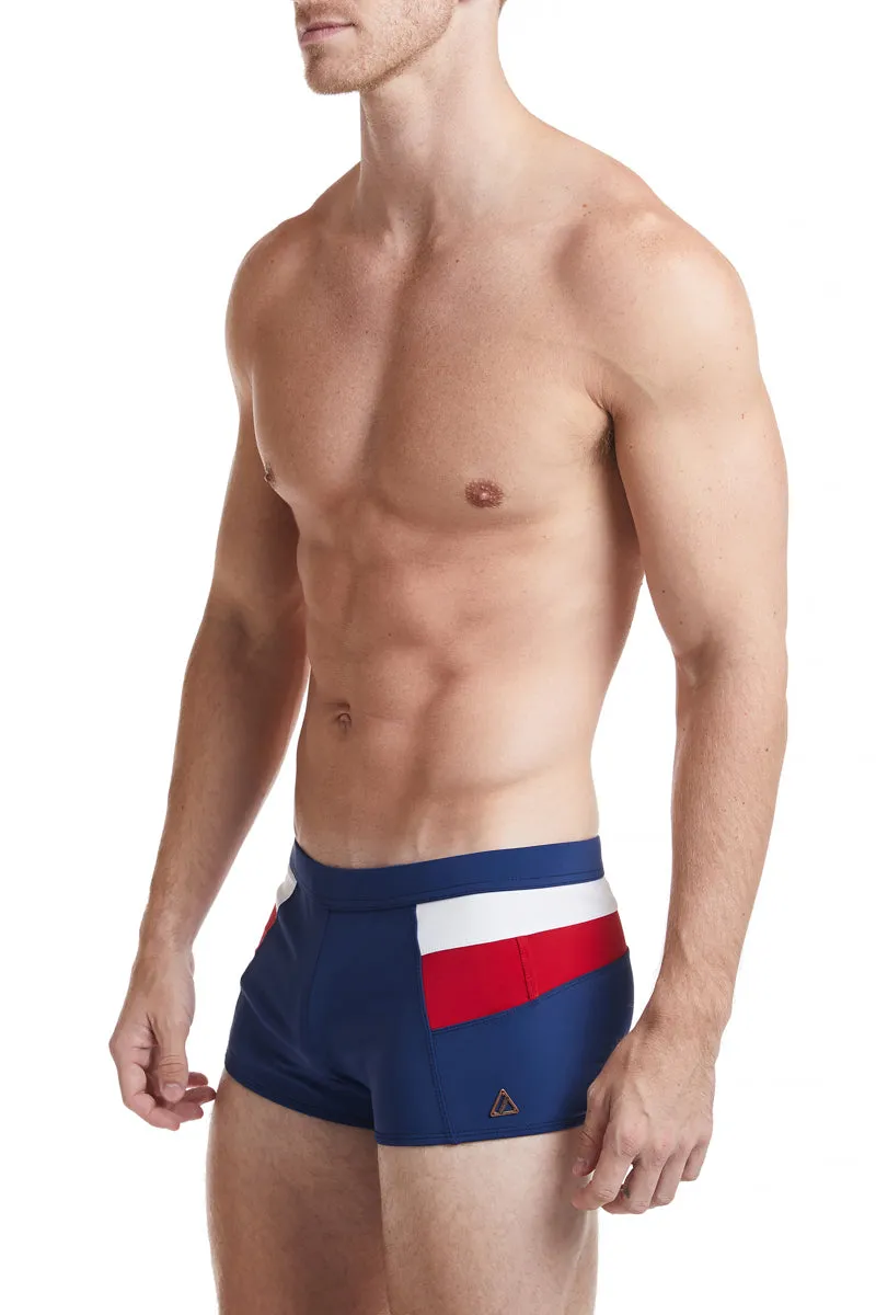 Navy Color Block - EVANDER Square Cut Swim Brief