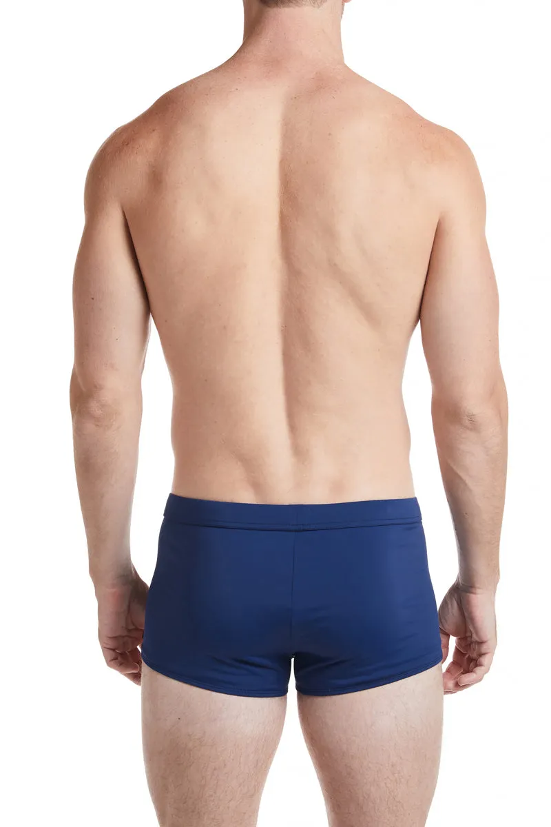 Navy - LANGSTON Square Cut Swim Brief with Red Trim