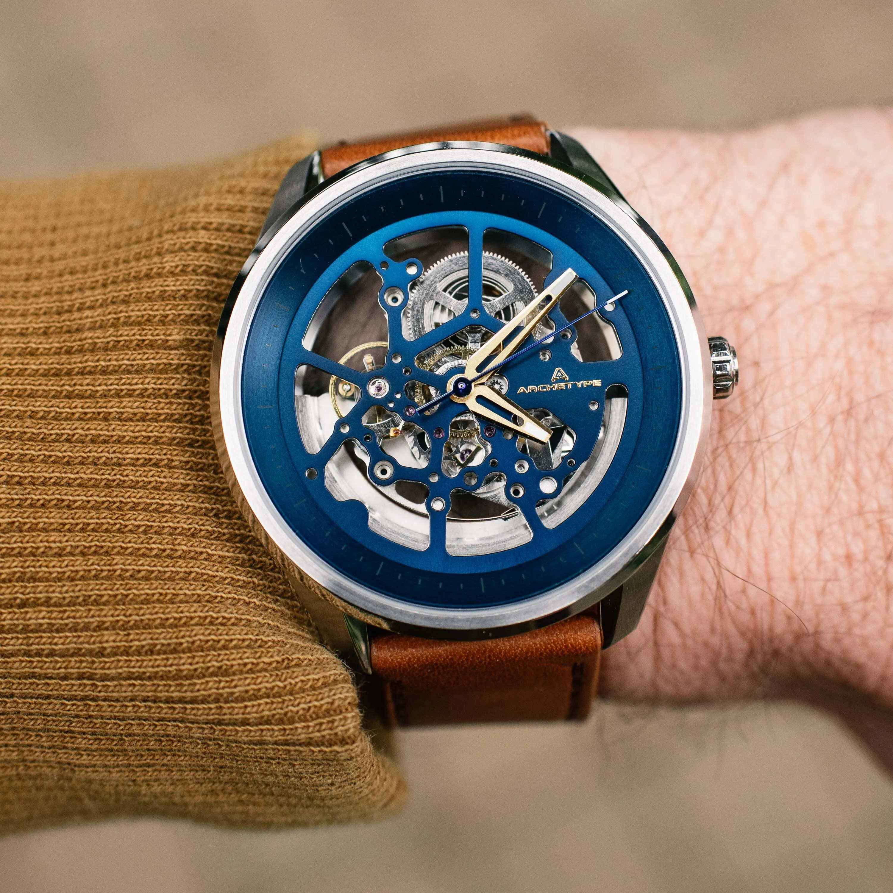 Nemesis Automatic Silver Tan Blue