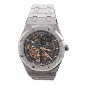 NEW! Audemars Piguet Men's Royal Oak White Gold Diamond Frosted 41mm Skeleton Dial Watch Ref# 15407BC.GG.1224BC.01