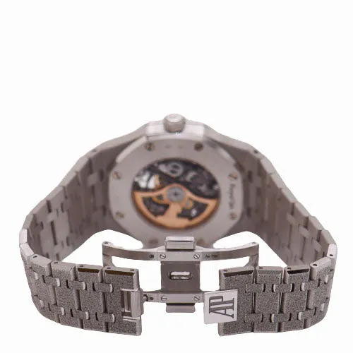 NEW! Audemars Piguet Men's Royal Oak White Gold Diamond Frosted 41mm Skeleton Dial Watch Ref# 15407BC.GG.1224BC.01