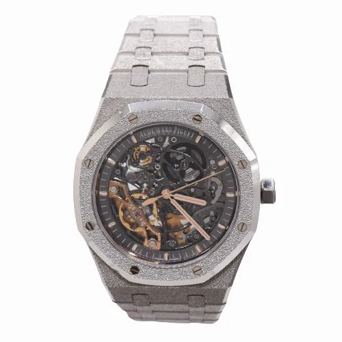 NEW! Audemars Piguet Men's Royal Oak White Gold Diamond Frosted 41mm Skeleton Dial Watch Ref# 15407BC.GG.1224BC.01
