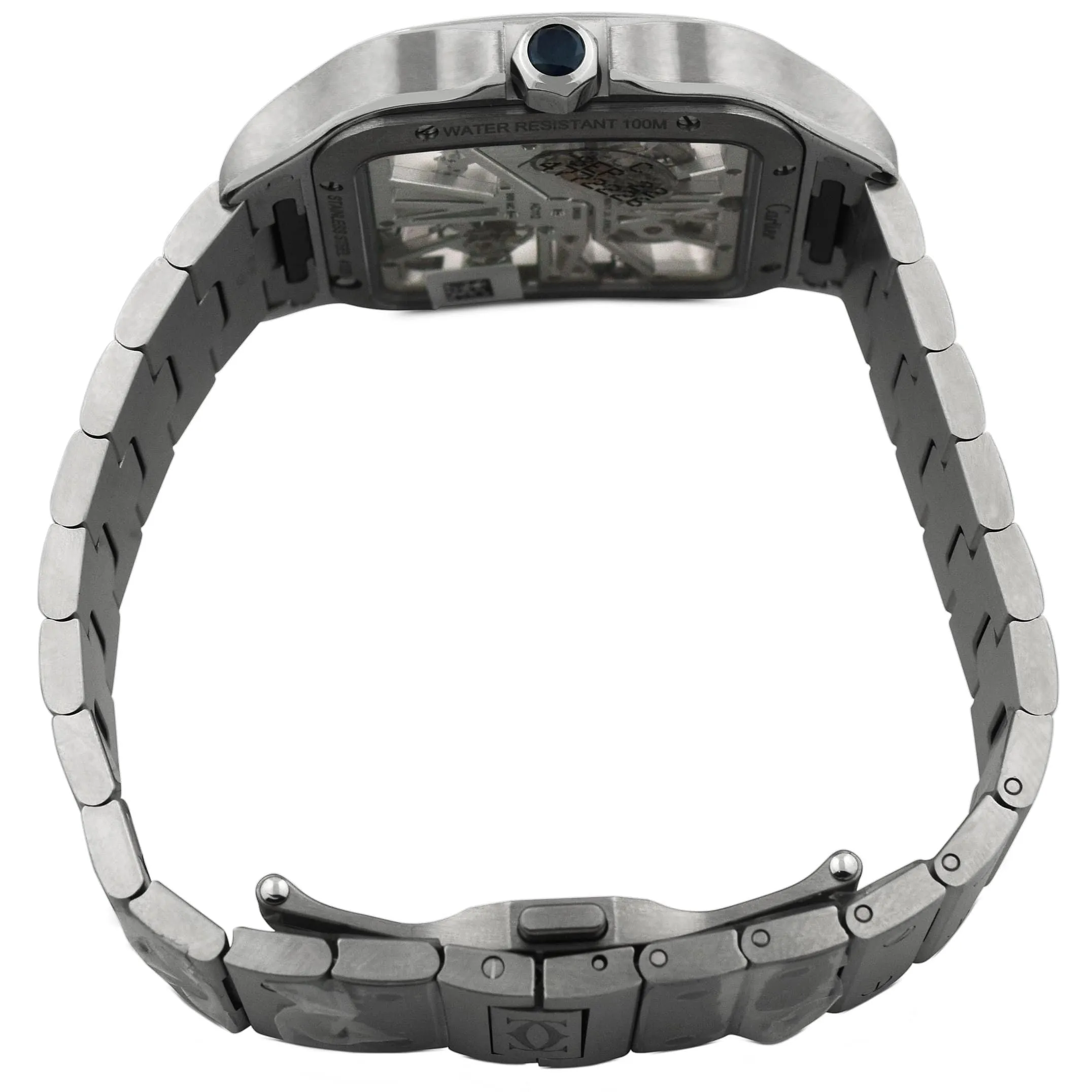 NEW! Cartier Men's Santos Stainless Steel 39.8mm Skeleton Roman Dial Watch Reference #: WHSA0015