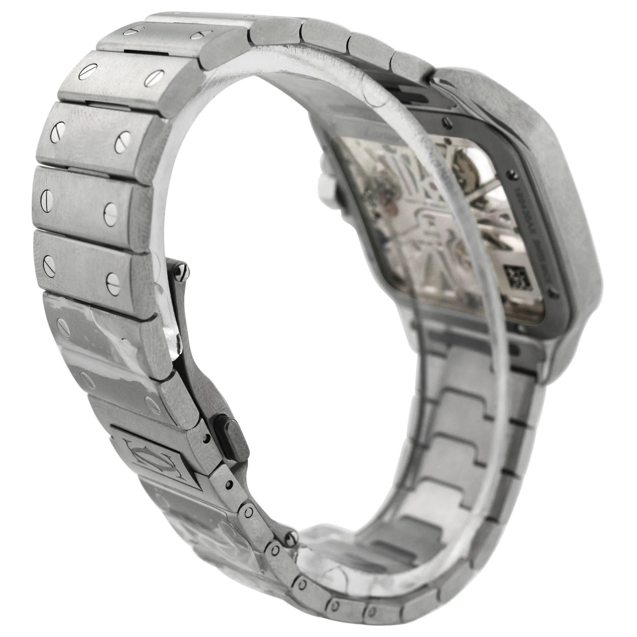 NEW! Cartier Men's Santos Stainless Steel 39.8mm Skeleton Roman Dial Watch Reference #: WHSA0015