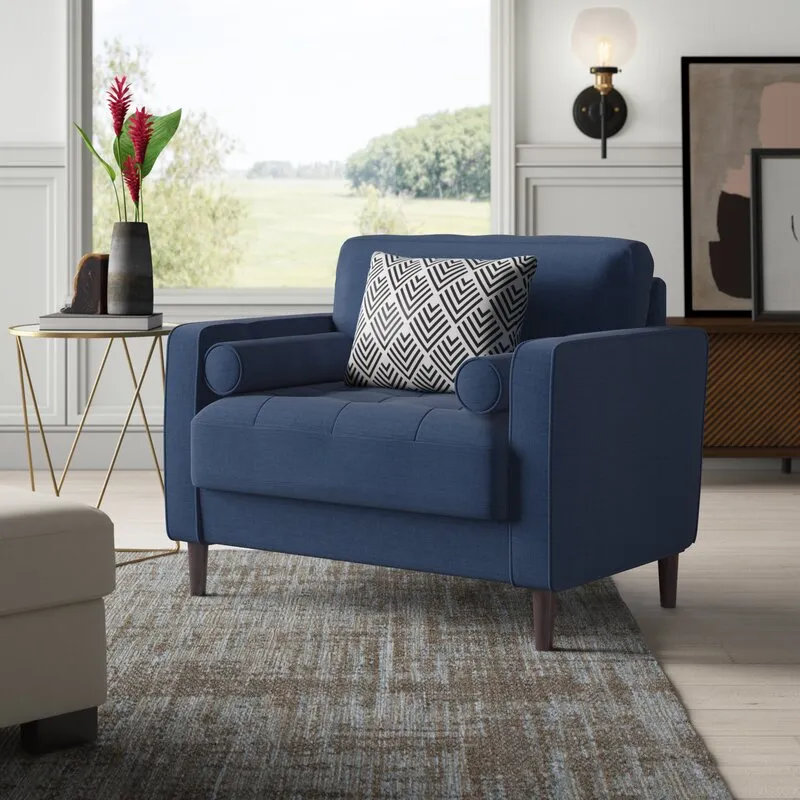New in box! Wayfair Garren 39.8'' Wide Tufted Club Chair by Mercury Row in Navy Blue! Retails $470 