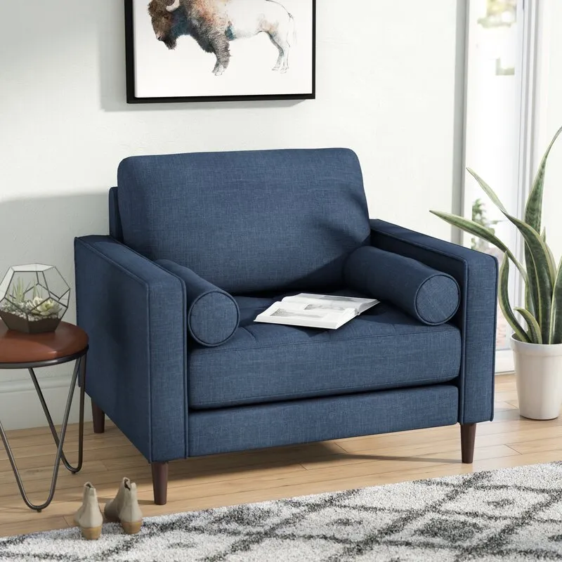 New in box! Wayfair Garren 39.8'' Wide Tufted Club Chair by Mercury Row in Navy Blue! Retails $470 