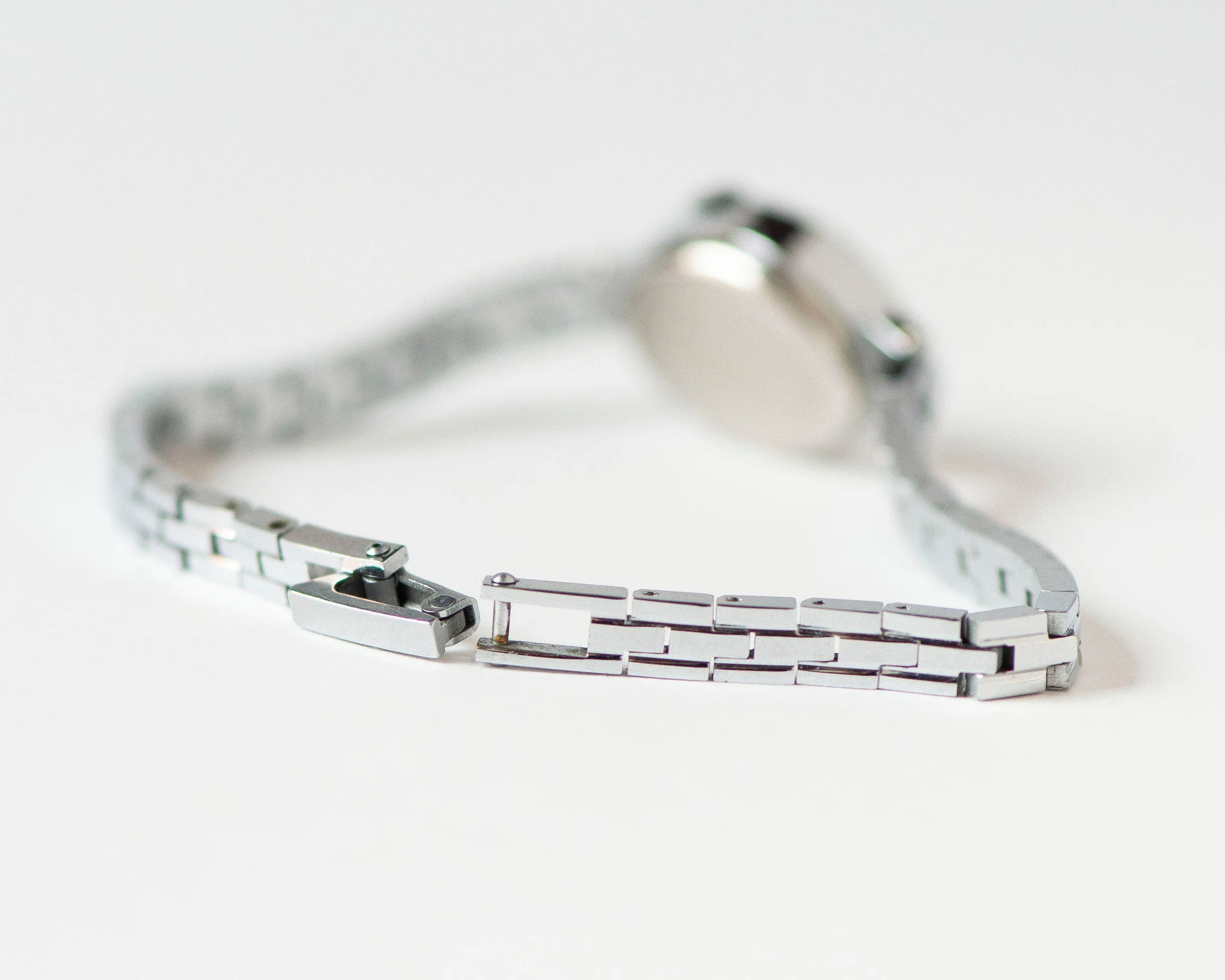 New old stock cocktail watch bracelet silver shade Seagull, oval women wrist watch classic jewelry Christmas gift for lady, chic accessory