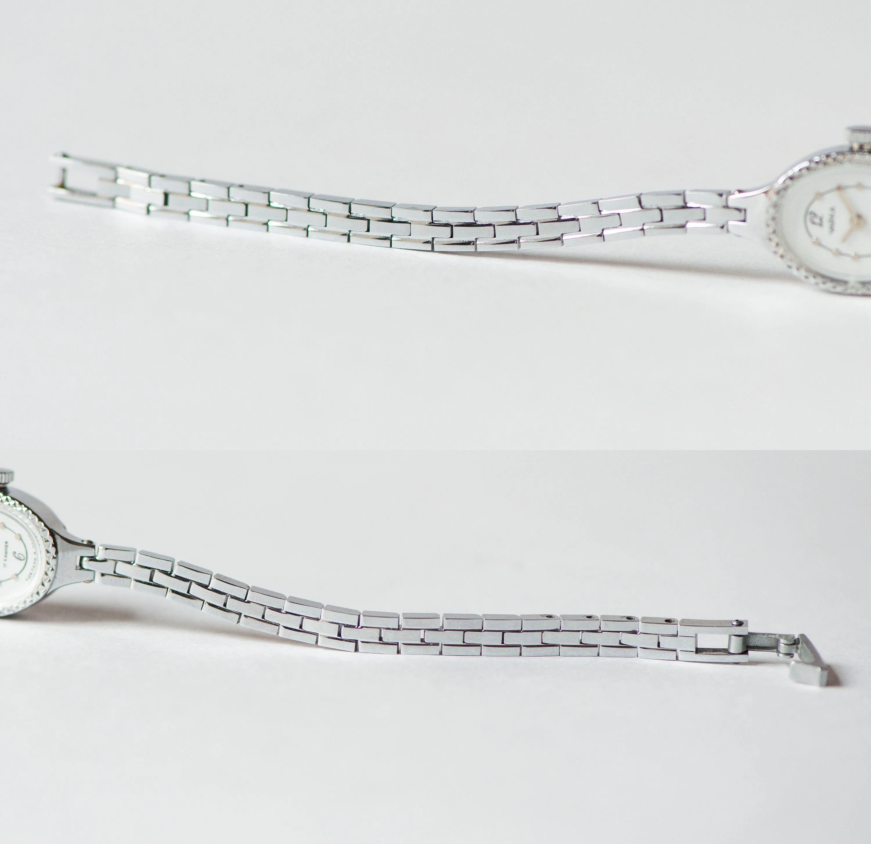 New old stock cocktail watch bracelet silver shade Seagull, oval women wrist watch classic jewelry Christmas gift for lady, chic accessory