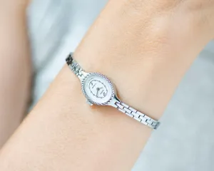 New old stock cocktail watch bracelet silver shade Seagull, oval women wrist watch classic jewelry Christmas gift for lady, chic accessory
