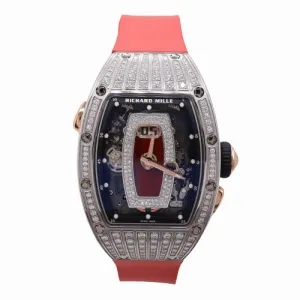 NEW! Richard Mille RM037 White Gold 42x52mm Skeleton Diamond Gem Dial Watch Ref# RM037