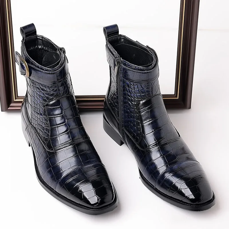 New Vintage British Crocodile Men Casual Leather Shoes