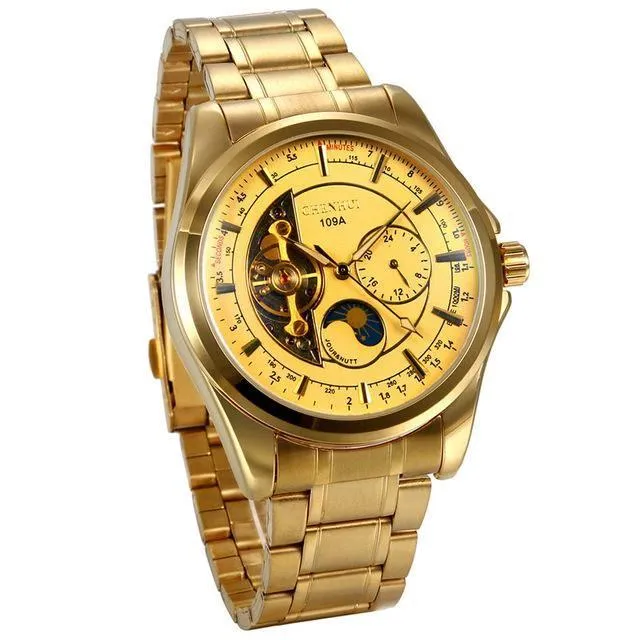 Nicholas Cole Luxury Stainless Steel Skeleton Automatic Mechanical Watch