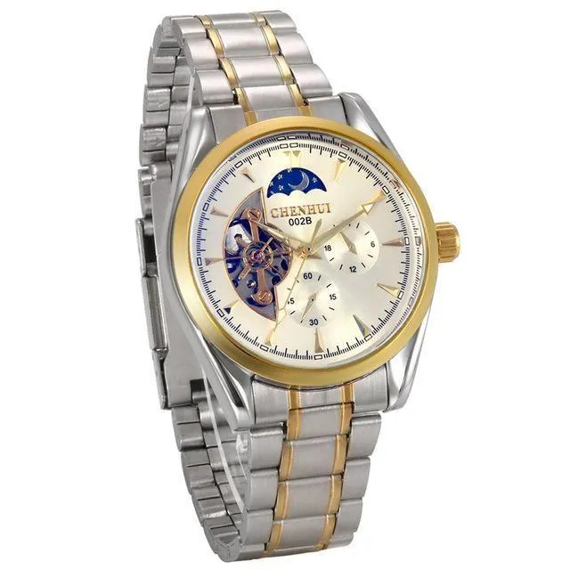 Nicholas Cole Luxury Stainless Steel Skeleton Automatic Mechanical Watch