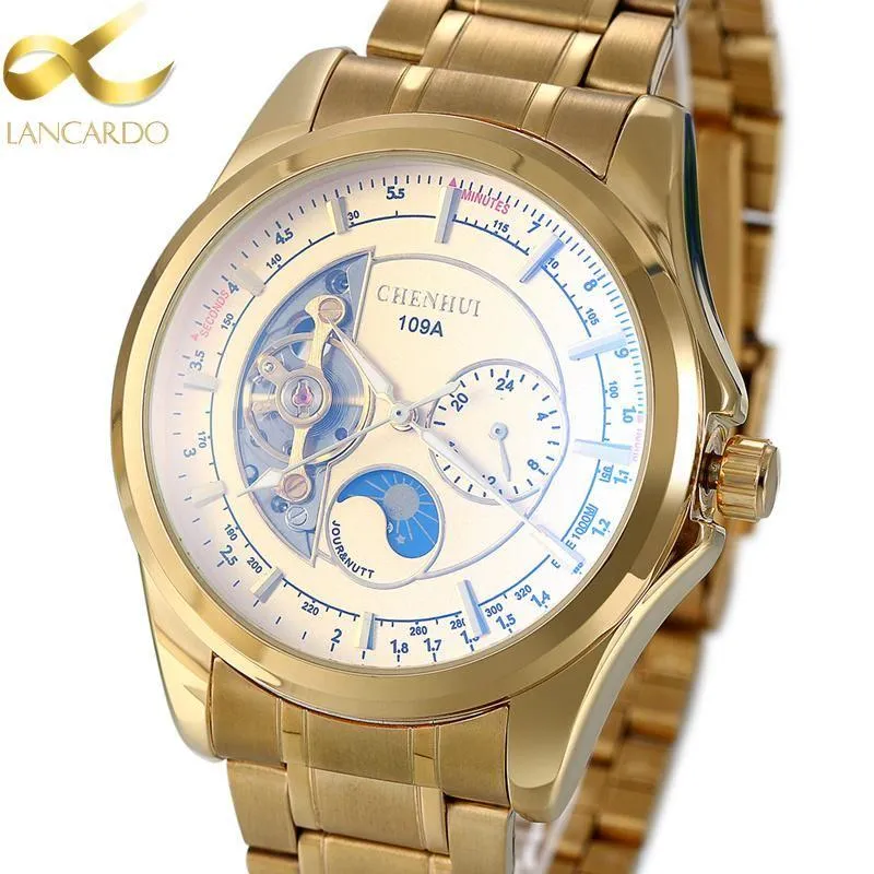 Nicholas Cole Luxury Stainless Steel Skeleton Automatic Mechanical Watch