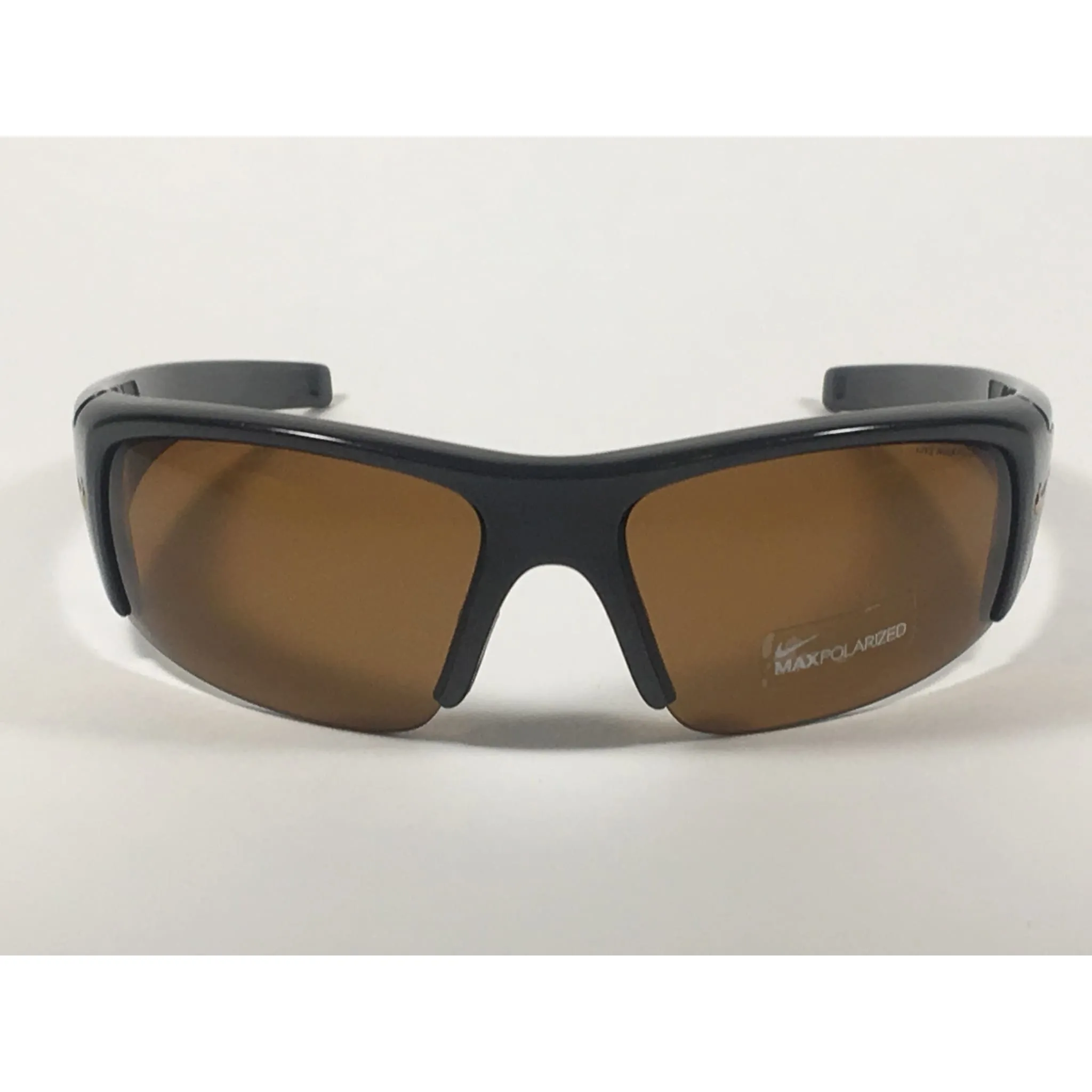 Nike Diverge Polarized Wrap Sunglasses EV0327 027 705 Onyx Black Frame Brown Amber Lens