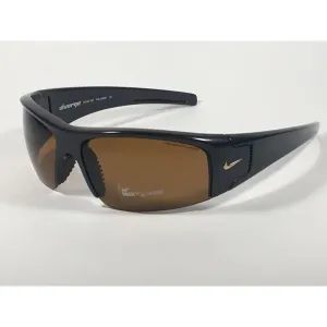 Nike Diverge Polarized Wrap Sunglasses EV0327 027 705 Onyx Black Frame Brown Amber Lens