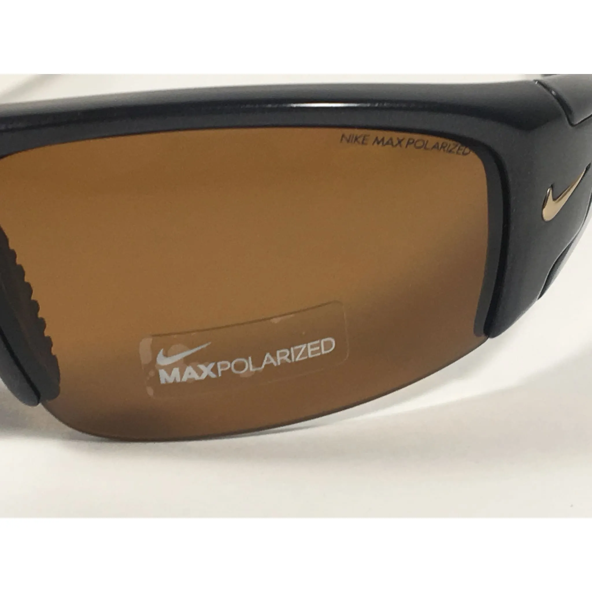 Nike Diverge Polarized Wrap Sunglasses EV0327 027 705 Onyx Black Frame Brown Amber Lens