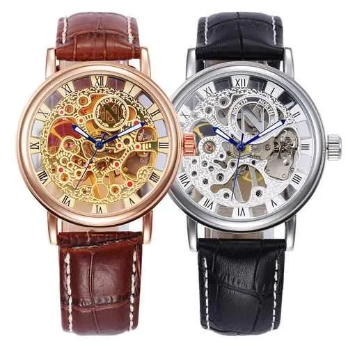 NORTH 1218 Skeleton Men's Hand Wind Mechanical Watches