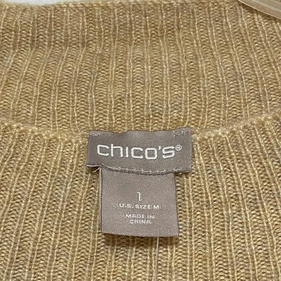 NWT Embroidered Cheetah Chico’s Soft Cashmere /Wool Blend Knit Pullover Sweater