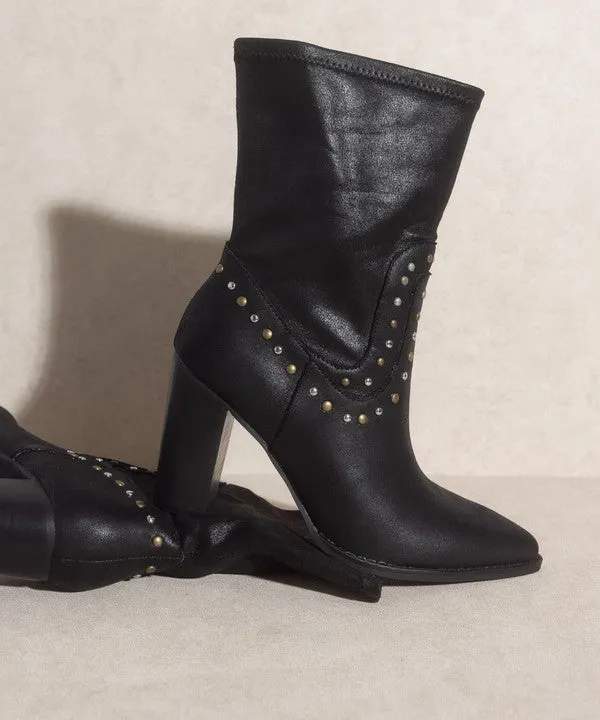 OASIS SOCIETY Paris - Studded Mid-Calf Boots in Black or White