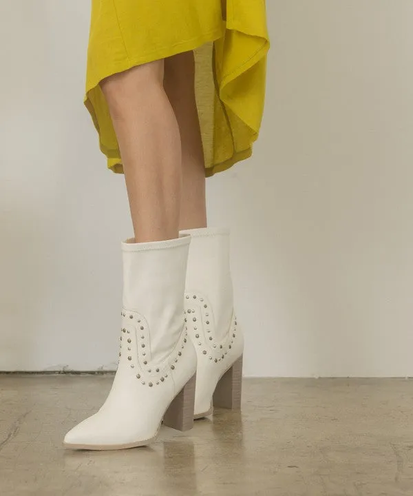OASIS SOCIETY Paris - Studded Mid-Calf Boots in Black or White