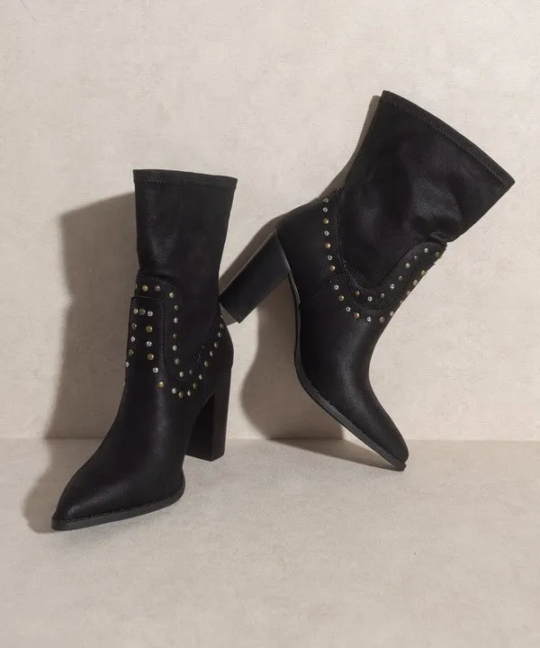 OASIS SOCIETY Paris - Studded Mid-Calf Boots in Black or White