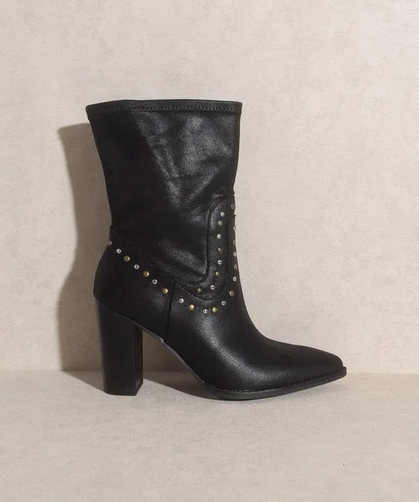 OASIS SOCIETY Paris - Studded Mid-Calf Boots in Black or White