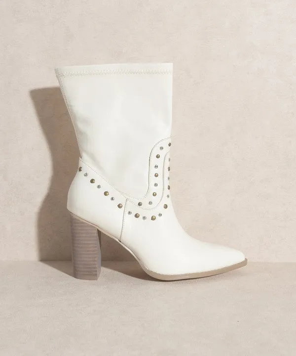 OASIS SOCIETY Paris - Studded Mid-Calf Boots in Black or White