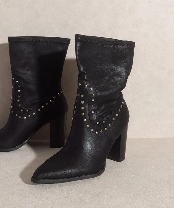 OASIS SOCIETY Paris - Studded Mid-Calf Boots in Black or White