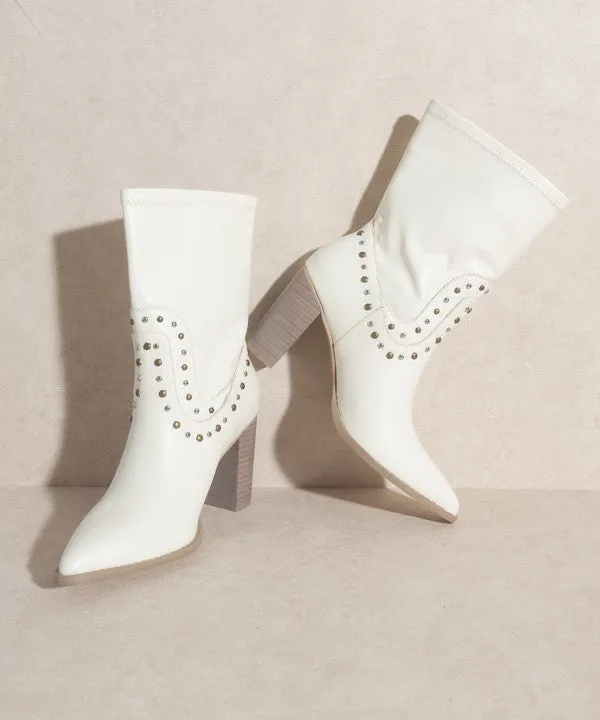 OASIS SOCIETY Paris - Studded Mid-Calf Boots in Black or White