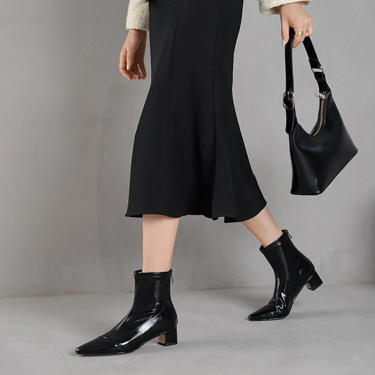 Off-White Black Pointed Cap Toe Ankle Boots #002019