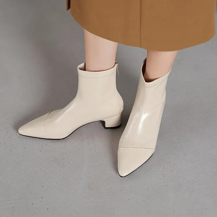 Off-White Black Pointed Cap Toe Ankle Boots #002019