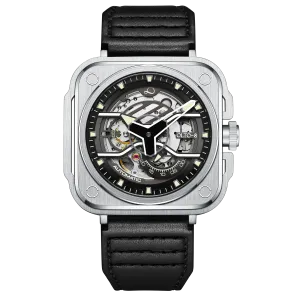 OLTO-8 IRON-EX Square Skeleton Automatic Watch Silver