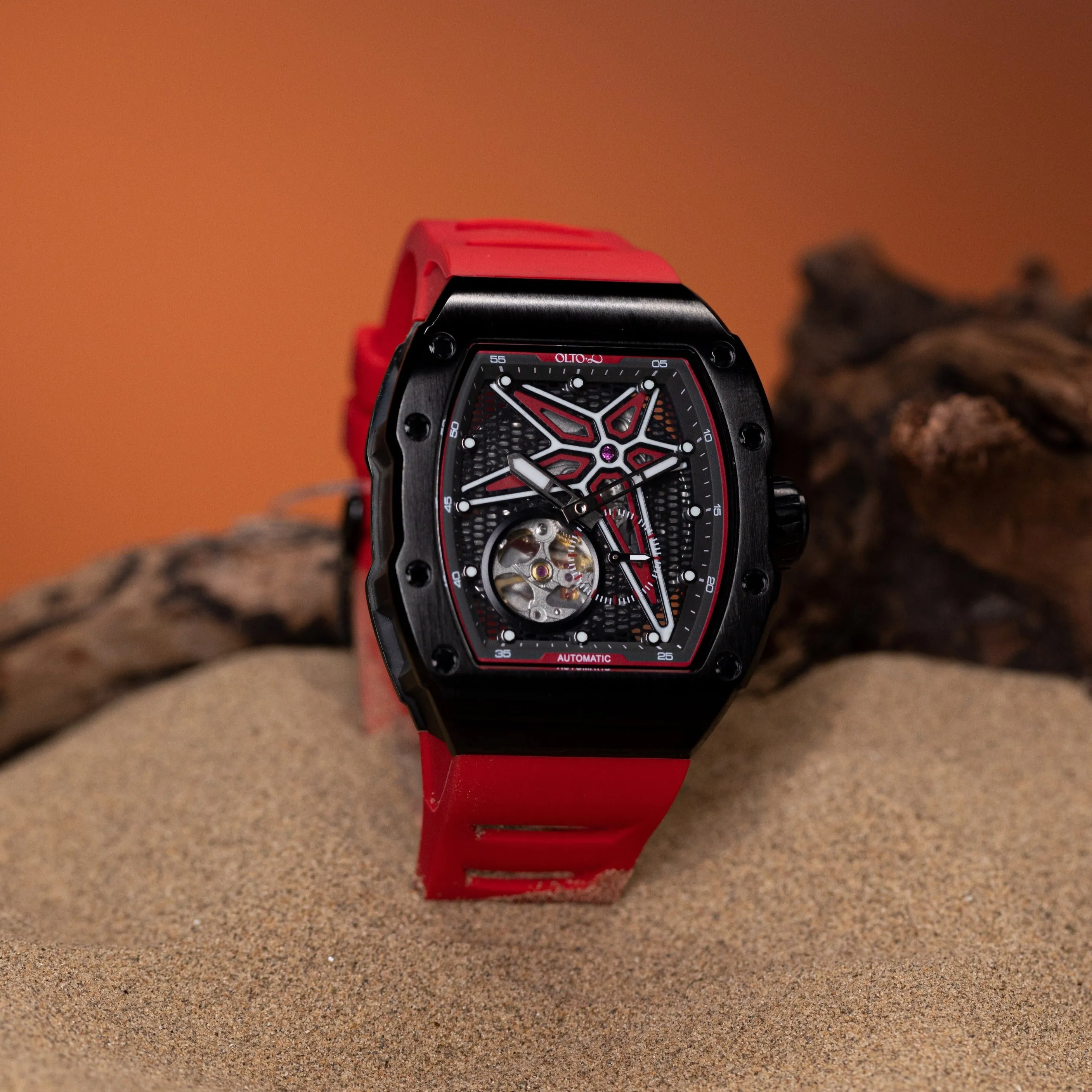 OLTO-8 REEF Skeleton Automatic Watch Red