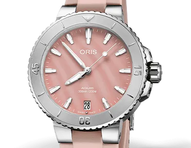 Oris Aquis Date Watch with Pink Mother of Pearl Dial, 36.5mm
