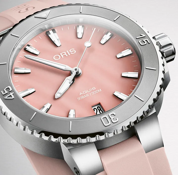 Oris Aquis Date Watch with Pink Mother of Pearl Dial, 36.5mm