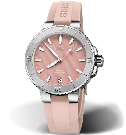 Oris Aquis Date Watch with Pink Mother of Pearl Dial, 36.5mm