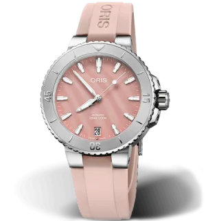Oris Aquis Date Watch with Pink Mother of Pearl Dial, 36.5mm